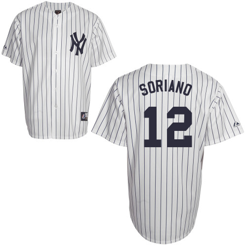 Alfonso Soriano #12 Youth Baseball Jersey-New York Yankees Authentic Home White MLB Jersey - Click Image to Close